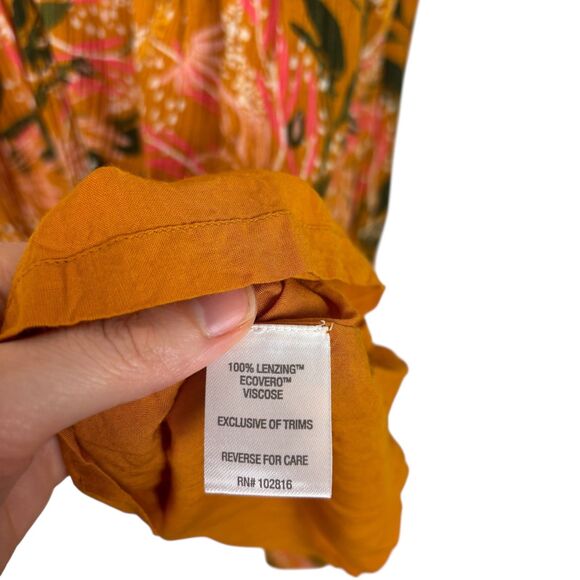 Garnet Hill Livvy Sundial Orange Floral Crepe Sleeveless Dress Women’s Small - Picture 7 of 8